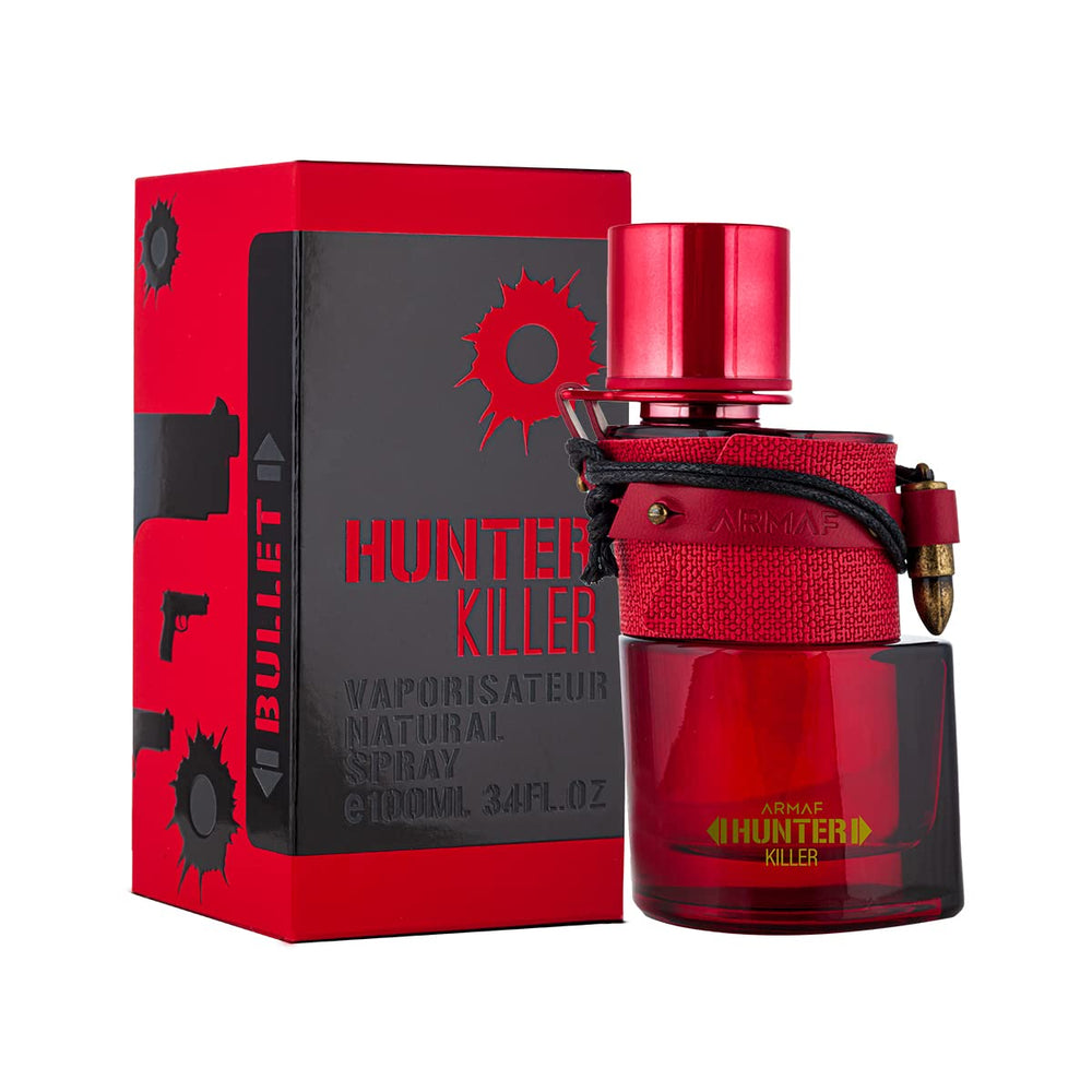 Armaf Hunter Killer spray action demonstrating long-lasting fragrance throughout the day