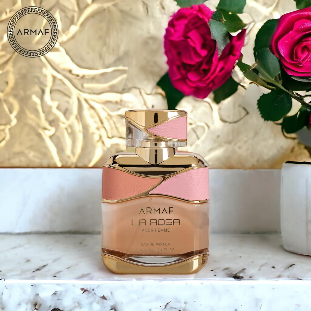 Armaf La Rosa Pour Femme packaging presents a luxe gift option for fragrance lovers