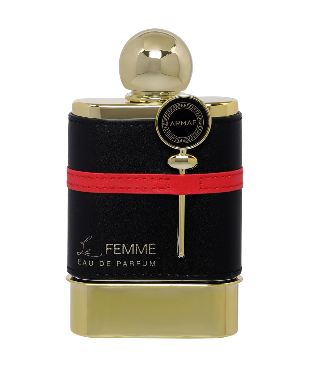 Armaf Le Femme cap close-up shows premium packaging and refined fragrance cues.