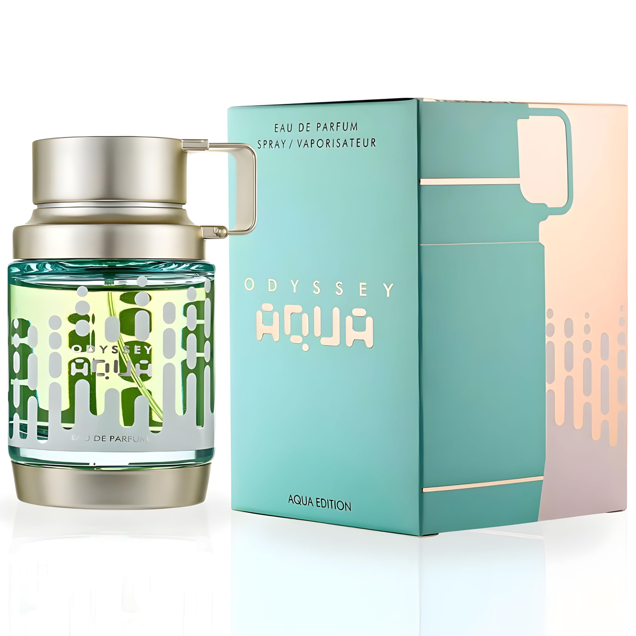 Armaf Odyssey Aqua base notes Patchouli, Ambroxan, Cypress deliver a lasting masculine finish.
