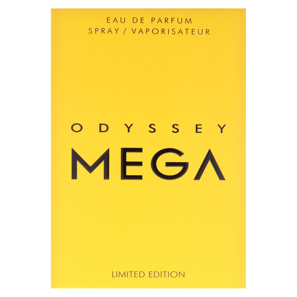 Armaf Odyssey Mega cap detail highlights brushed metal finish for sophisticated presentation.