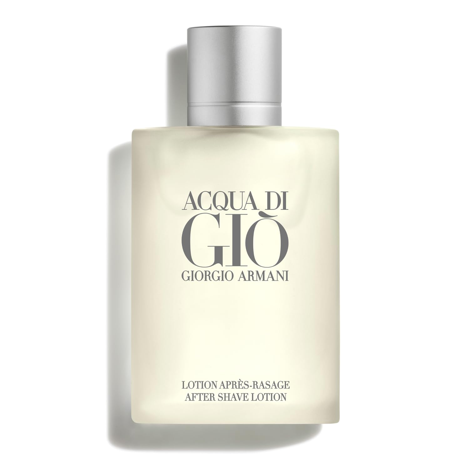 Armani Beauty Acqua di Gio after shave bottle showing long-lasting marine-bergamot freshness.