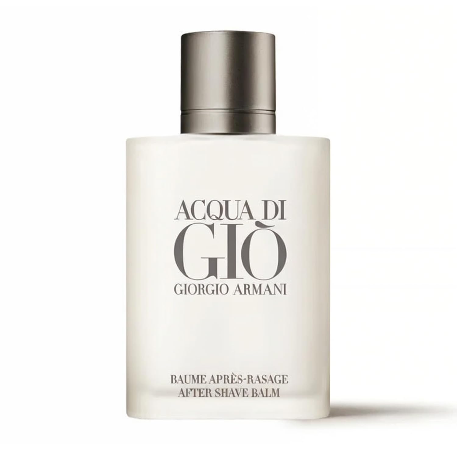 Armani Beauty Acqua di Gio balm bottle foreground for daily grooming and scent.