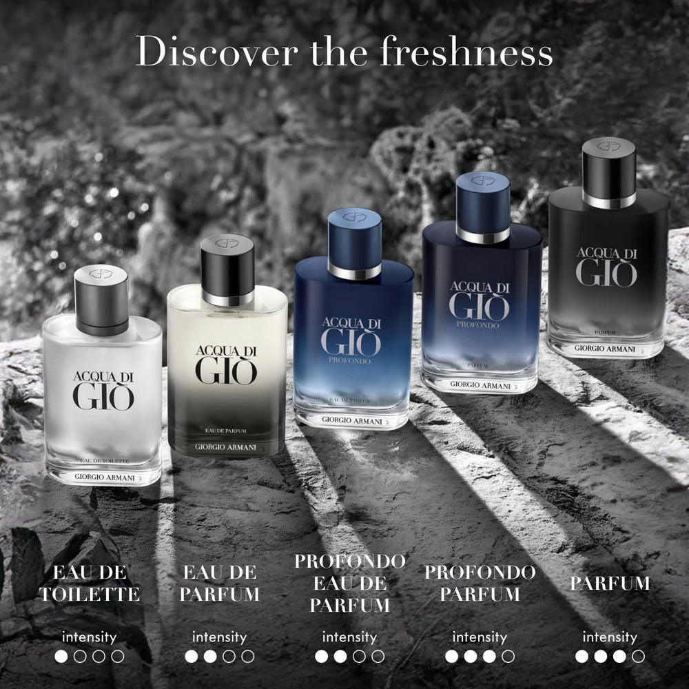 Armani Beauty Acqua di Gio EDP bottle on shelf with modern styling
