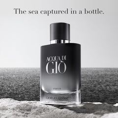 Armani Beauty Acqua di Giò Parfum bergamot top note swirl, signaling bright, uplifting opening.