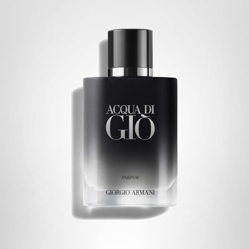 Armani Beauty Acqua di Giò Parfum packaging and matte black bottle convey premium presentation.
