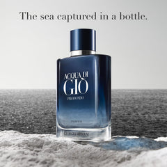 Armani Beauty Acqua di Giò Profondo bottle highlighting its elegant presentation.