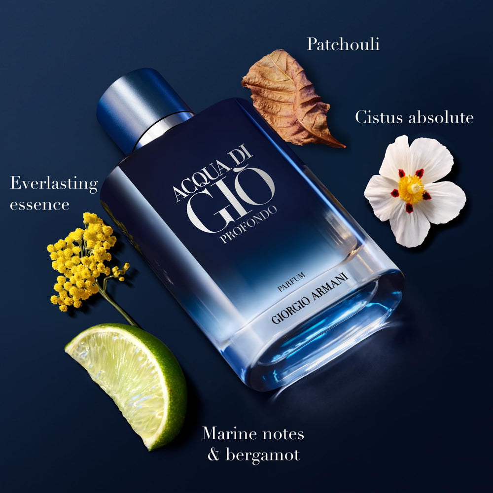 Applying Armani Acqua di Giò Profondo fragrance on wrist for lasting aroma.