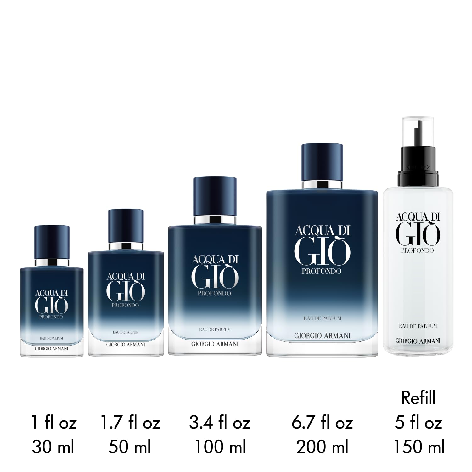 Armani Beauty Acqua di Giò Profondo refill bottle option supports eco-friendly routine.