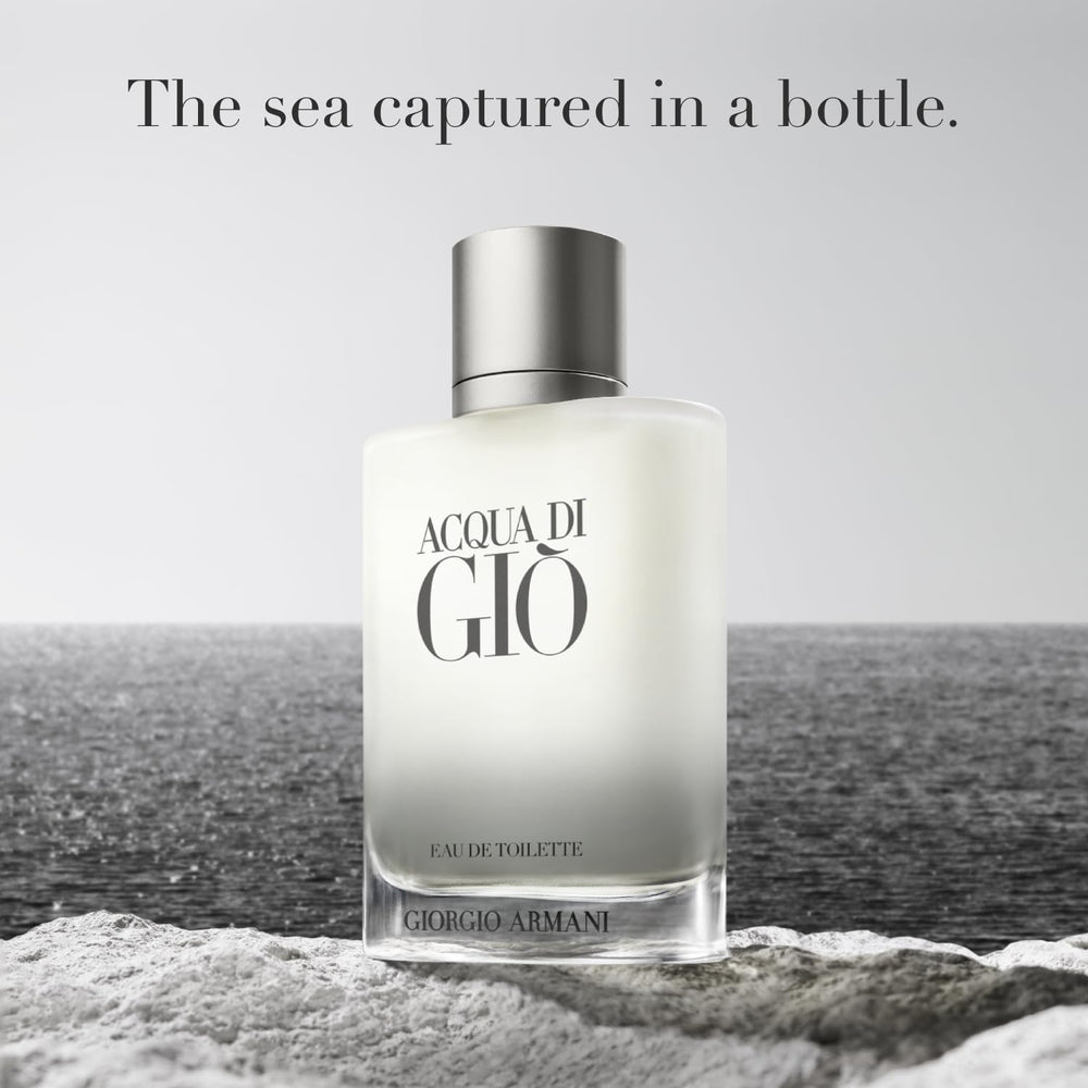 Armani Beauty Acqua di Gio sunlit application — conveys cooling sea-inspired freshness.