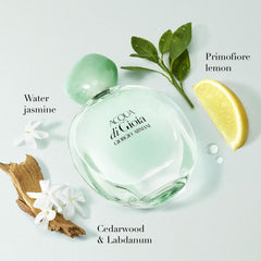 Armani Beauty Acqua di Gioia emerald-cap close-up highlighting premium design