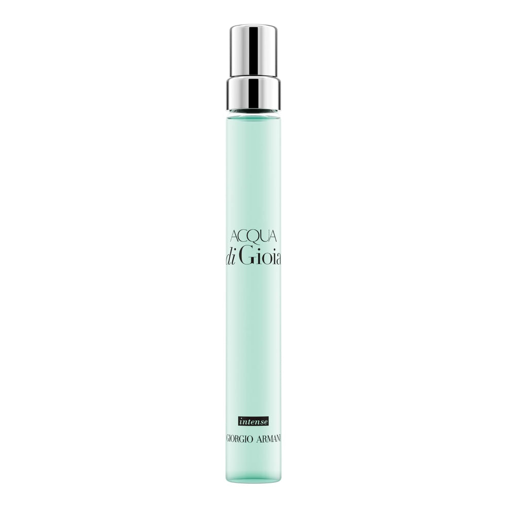 Armani Beauty Acqua Di Gioia Intense bottle at pulse-points for elegant scent boost.