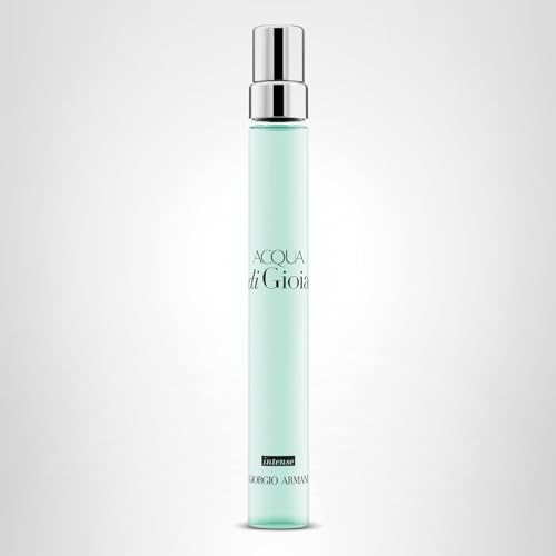Armani Beauty Acqua Di Gioia Intense iconic bottle pairs with elegant fragrance ritual.