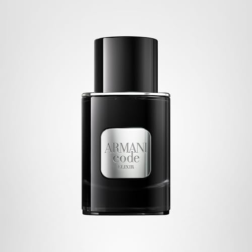 Armani Beauty Code Elixir notes graphic emphasizes ambery, leather, and tonka bean blend.