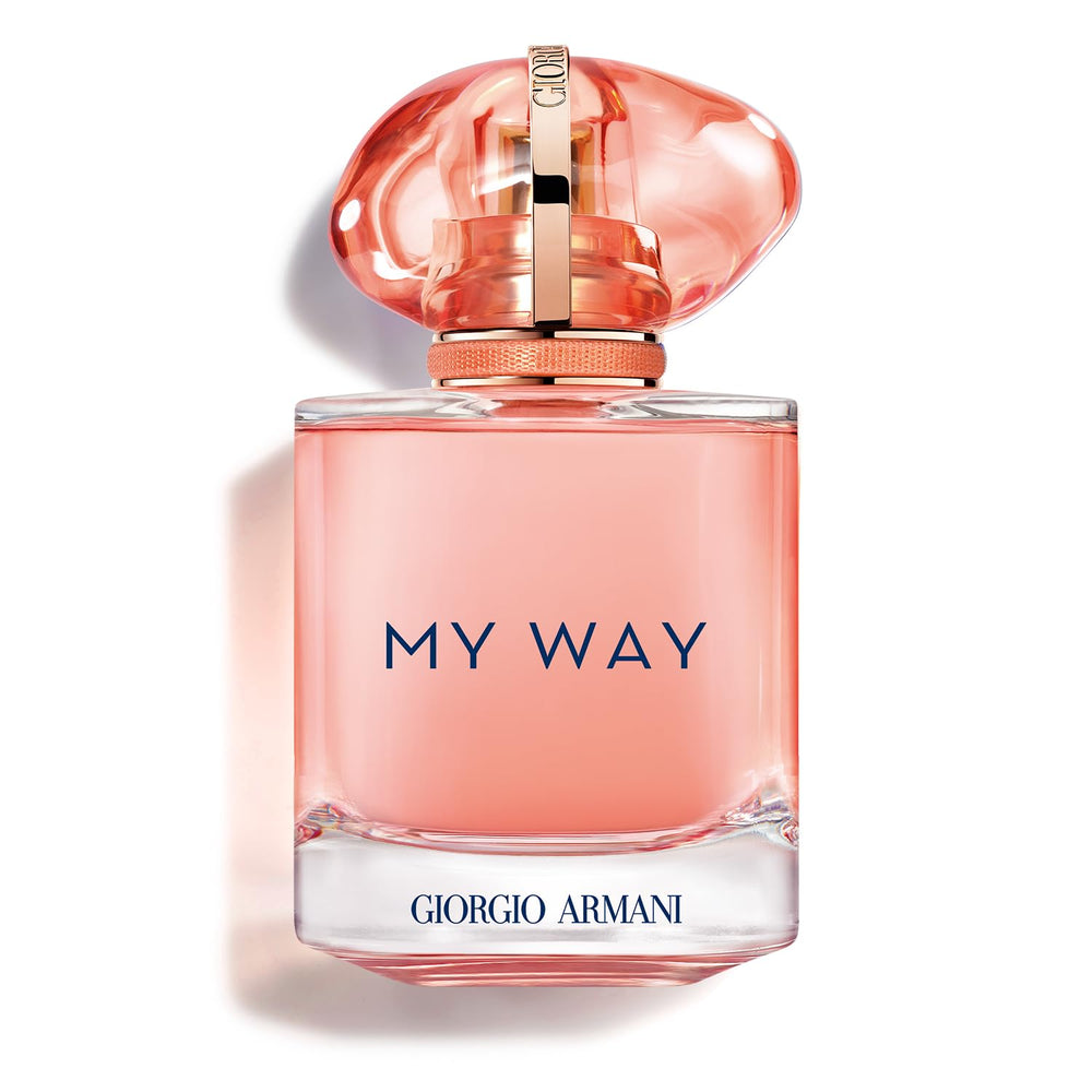 Armani Beauty My Way Ylang bottle in coral finish enhances everyday confidence.