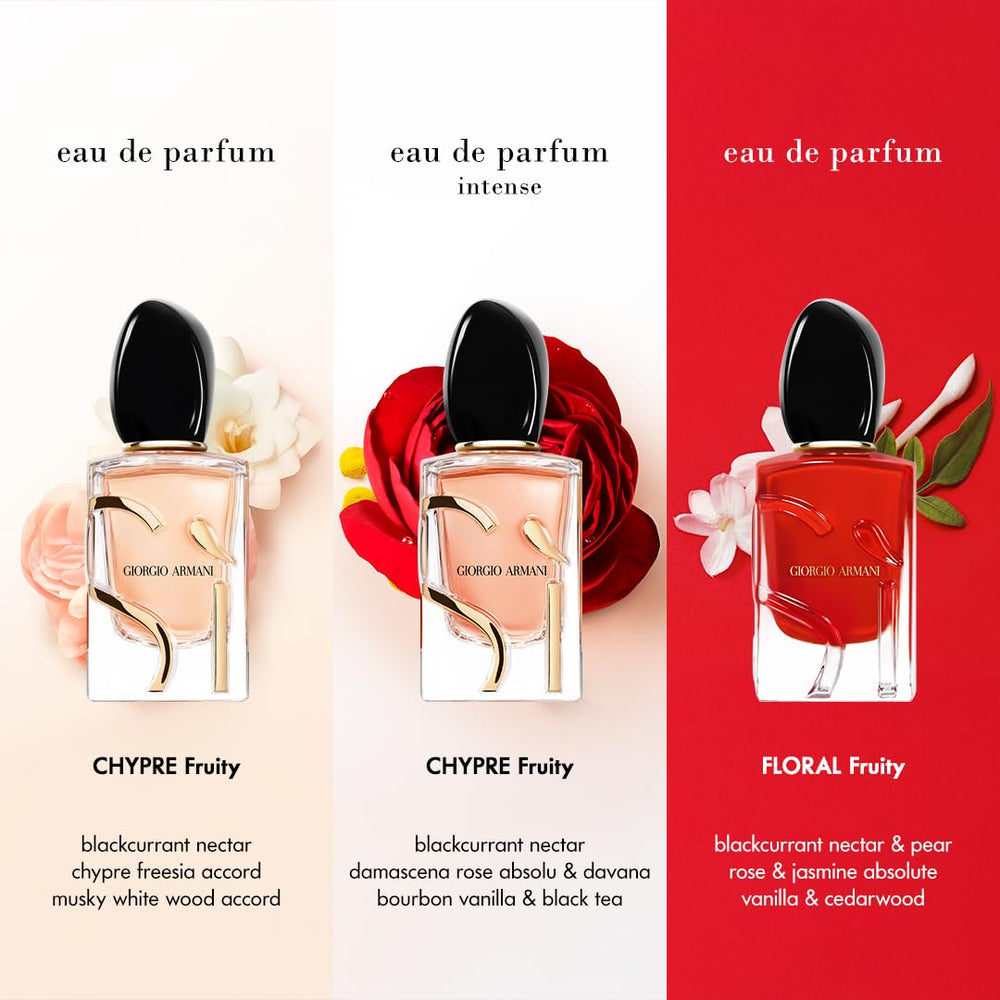 Armani Beauty Sì Passione damascena-rose note suggests romantic daytime perfume wear.