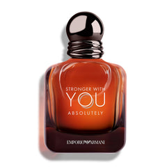 Armani Beauty Stronger with You Absolutely bottle front showcases sophisticated masculine fragrance possibilities.