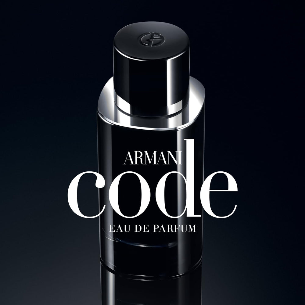 Armani Code EDP double-ring gesture around the head for a refined scent moment.