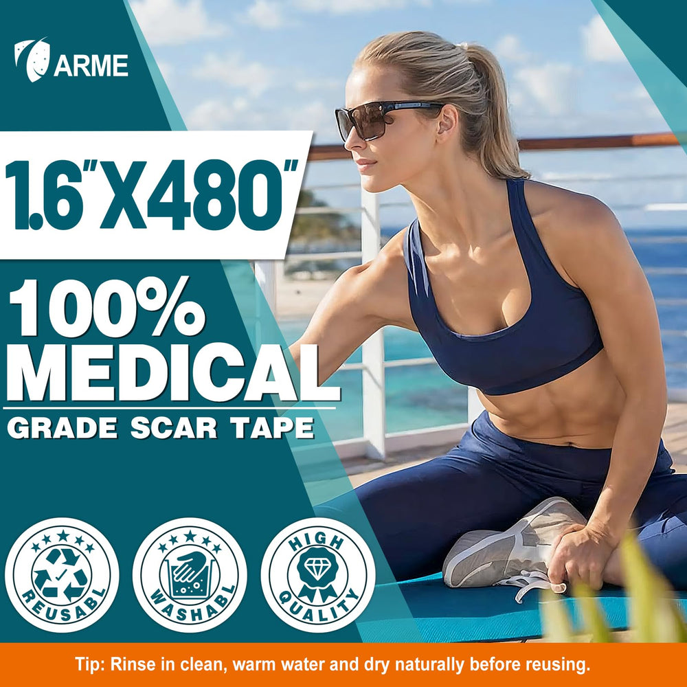 Arme silicone scar tape close-up texture highlighting breathable silicone