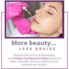 Arnique Arnica Lip Balm close-up shows creamy, ultra-moisturizing formula for tender lips.