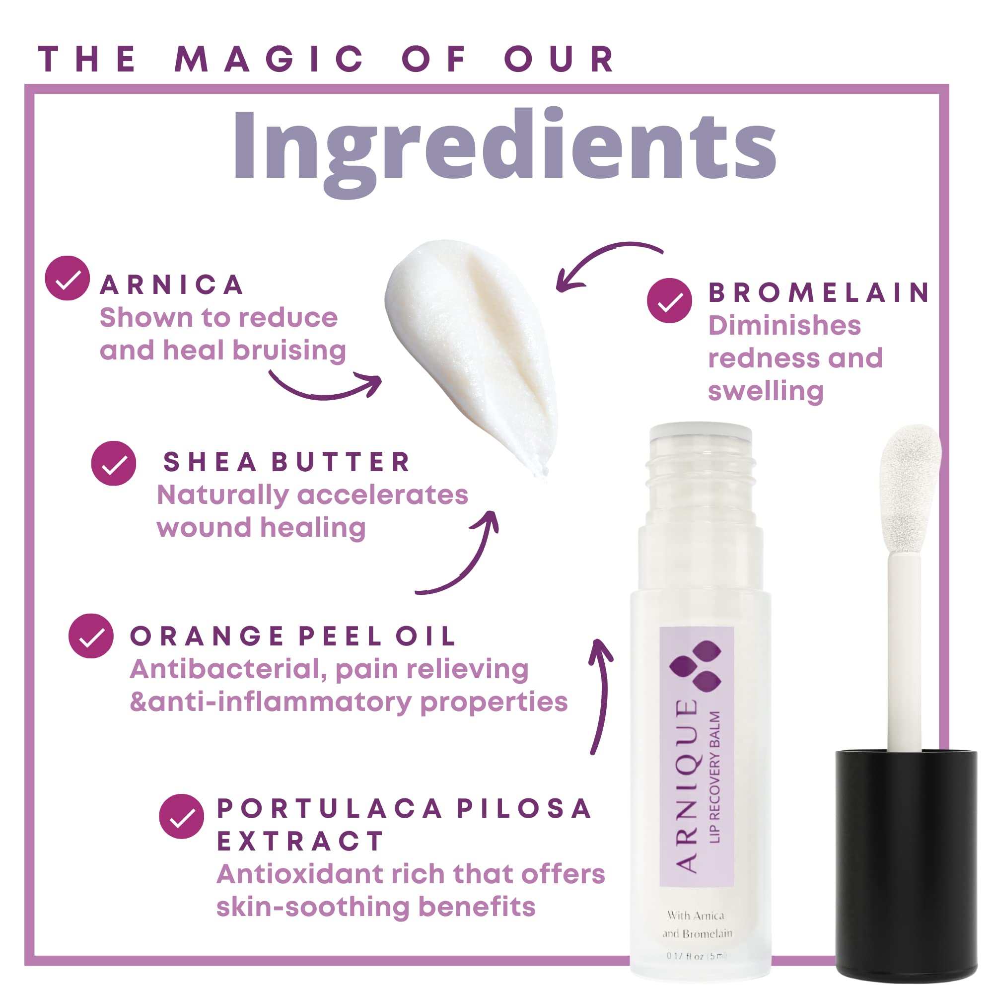 Arnique Arnica Lip Balm tube dispense action highlights easy apply for aftercare.