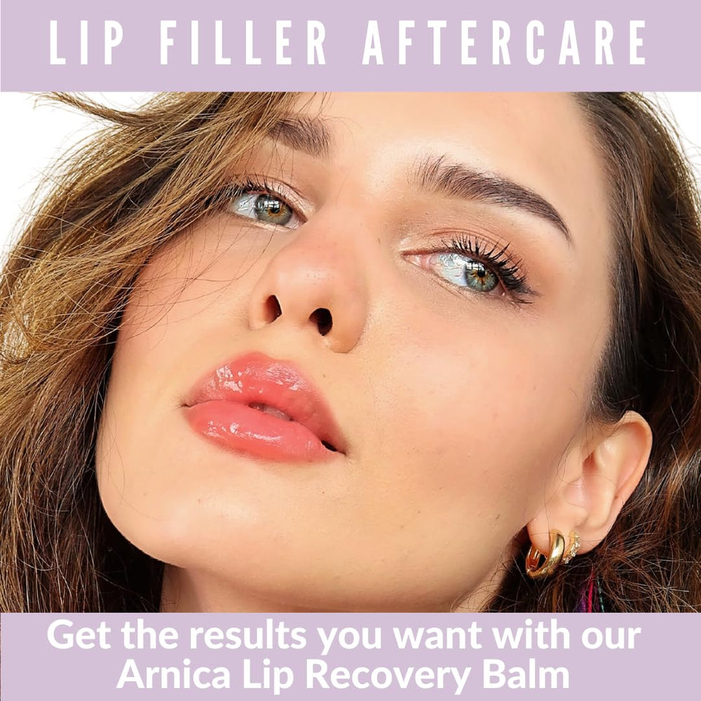 Arnique Arnica Lip Balm in use on lips after cosmetic treatment for comfort.