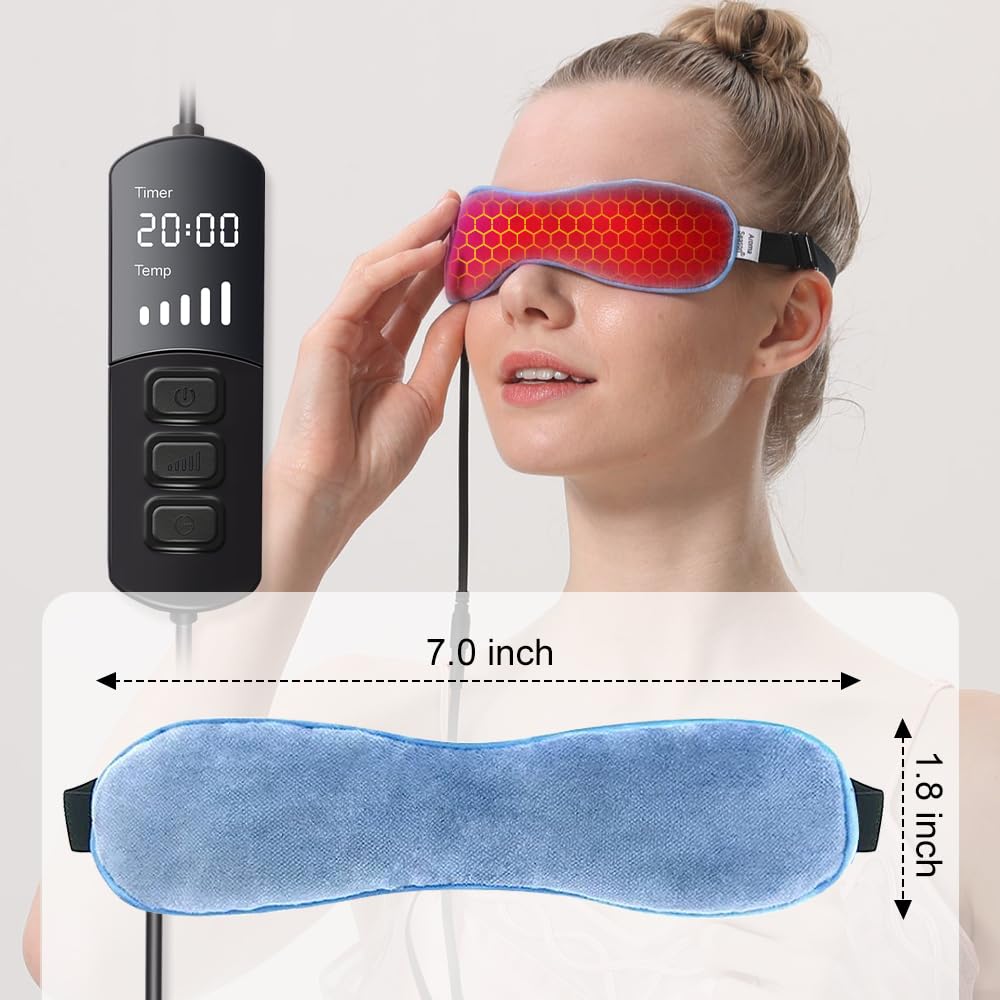 Aroma Season eye mask in use during morning routine for lid gland support.