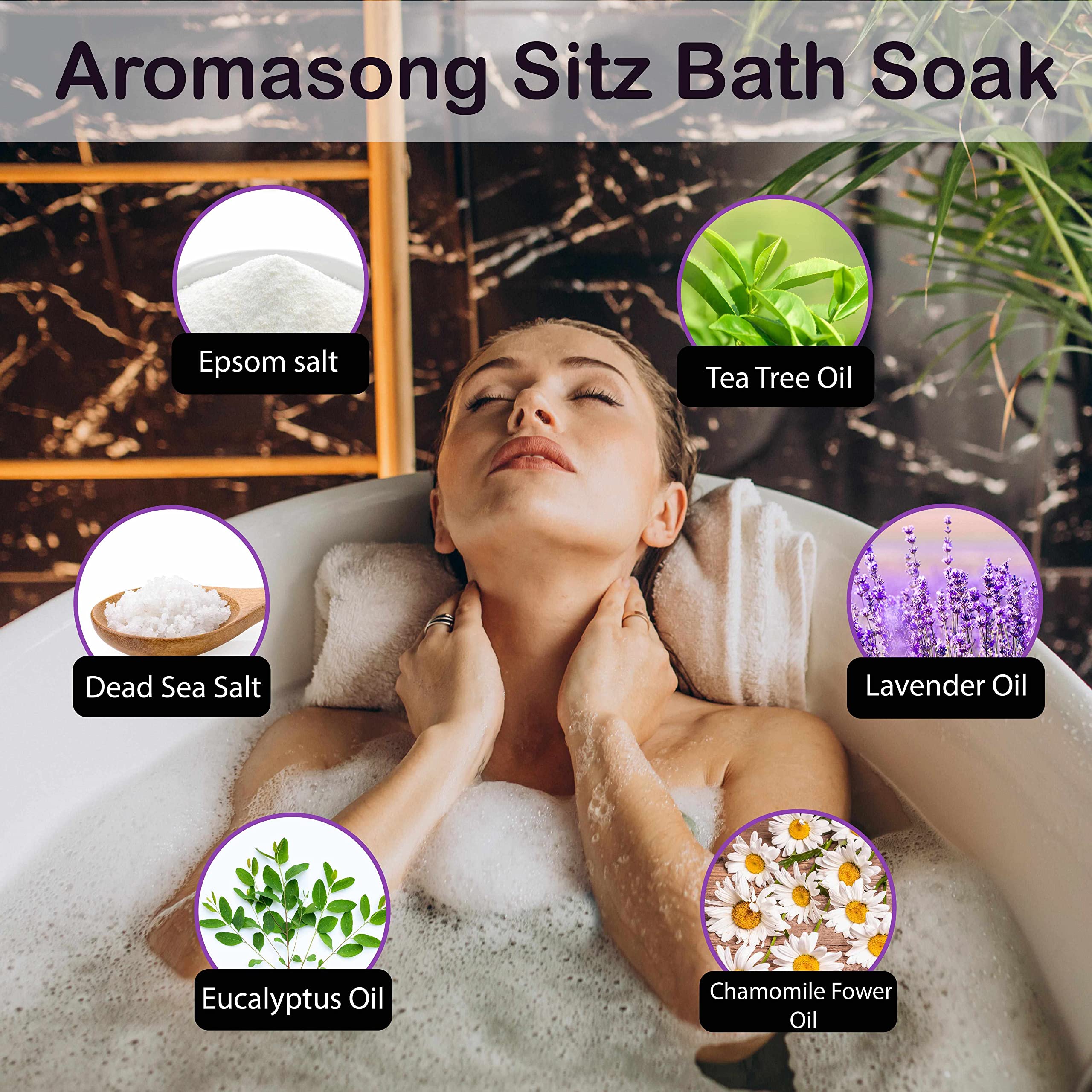 Aromasong Dead Sea-Epsom salt blend highlighting mineral-rich soak
