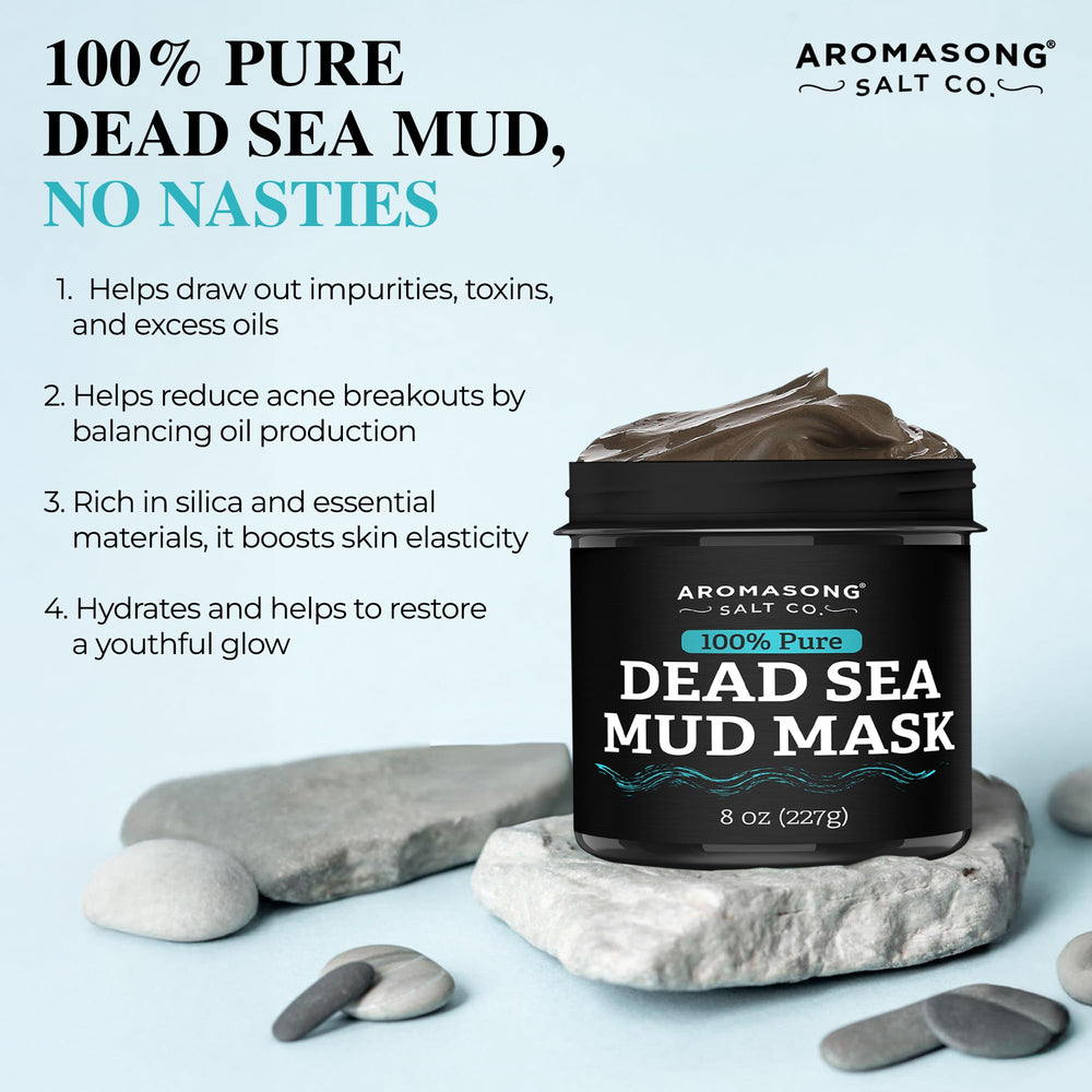 Aromasong mud mask applied to face demonstrating pore-minimizing action