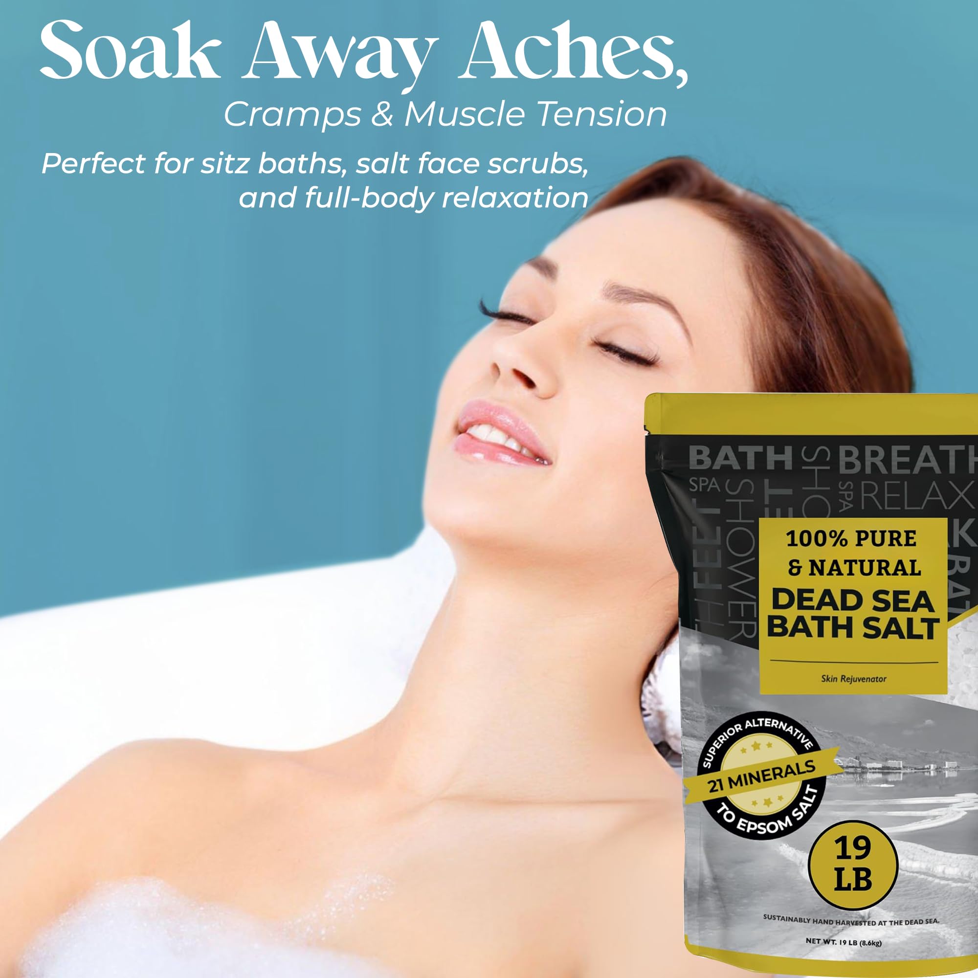 Aromasong Dead Sea Salt used in sitz baths offers gentle cleansing and relaxation.