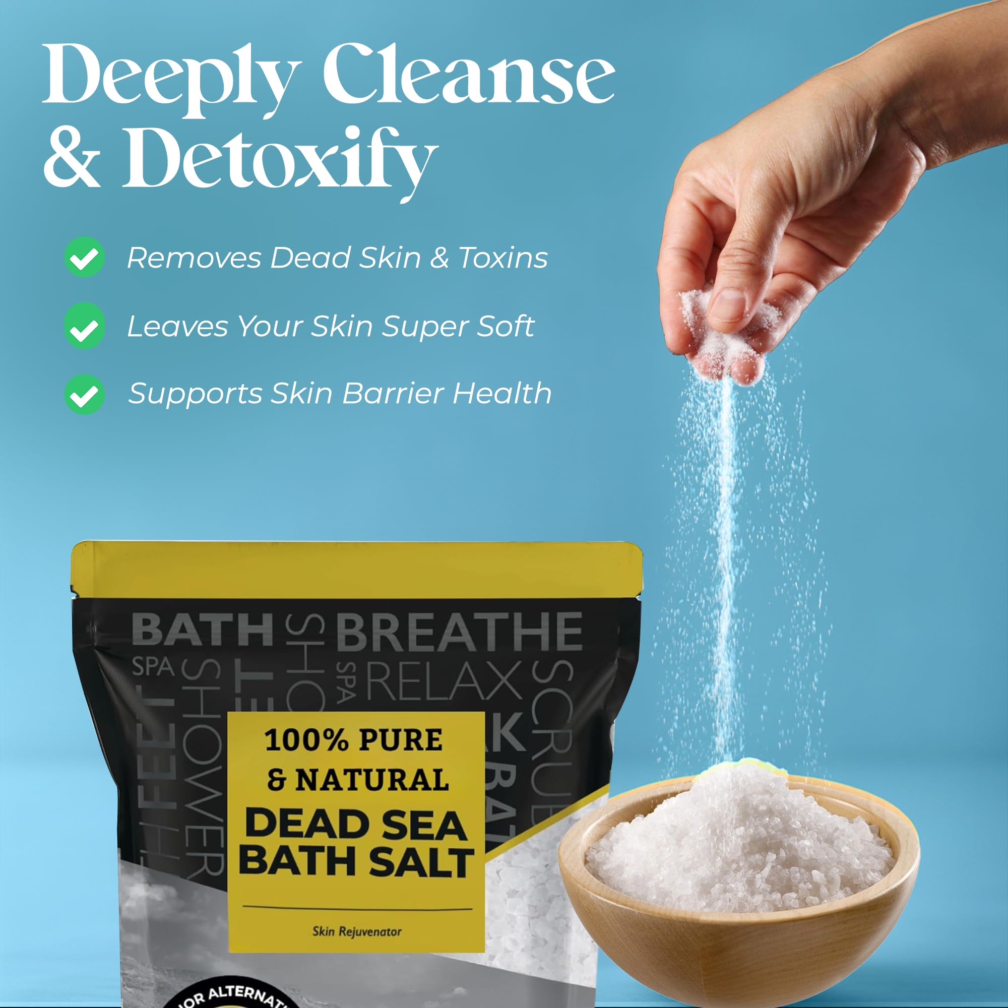 Aromasong Dead Sea Salt helps detox and cleanse skin by removing impurities.