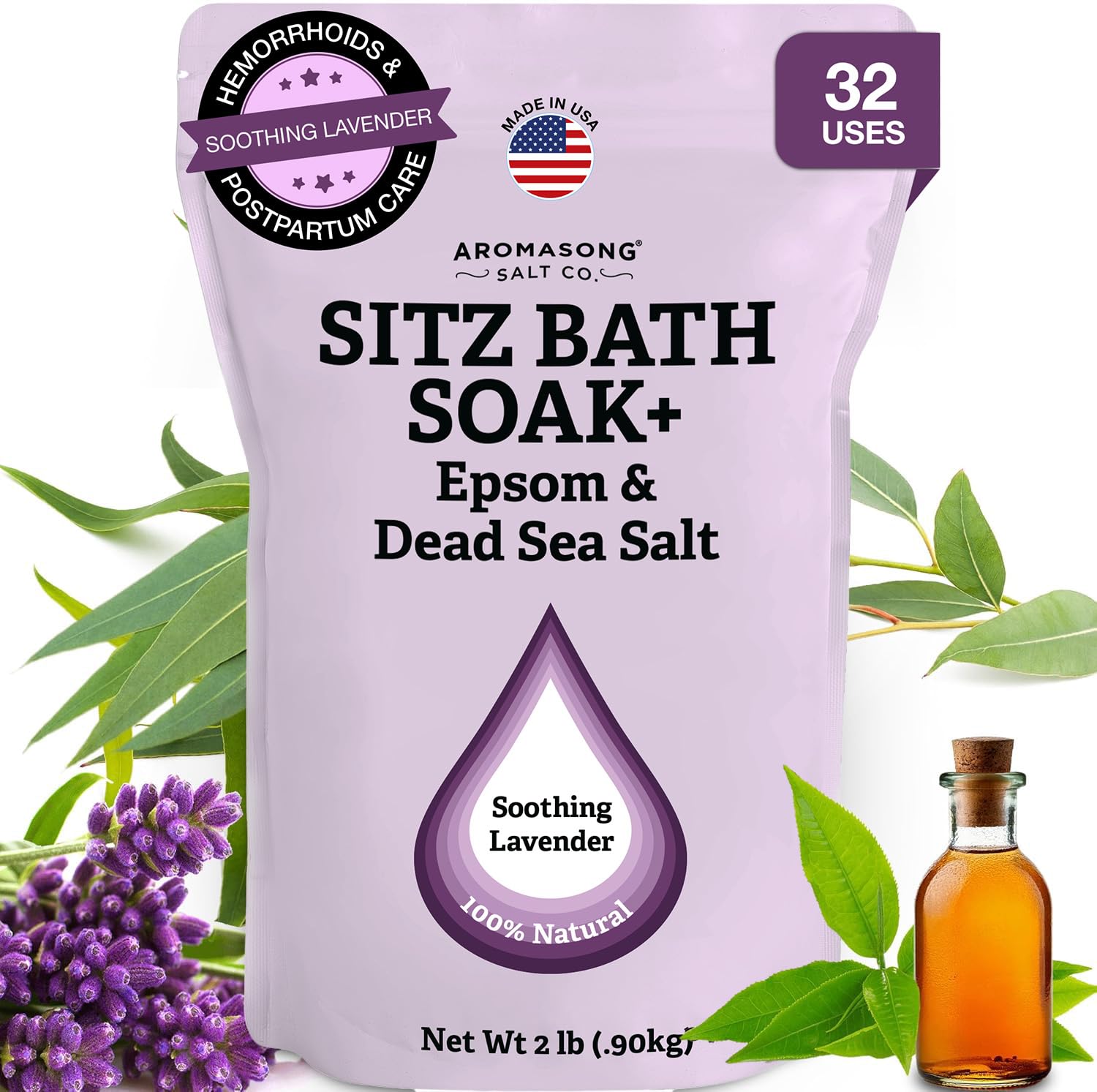 Aromasong Sitz Bath Salt Bottle for soothing postpartum comfort