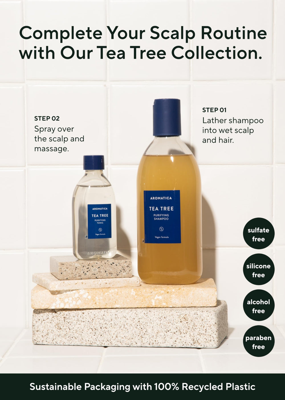 AROMATICA foamy-lather-application shows rich lather for thorough scalp cleansing