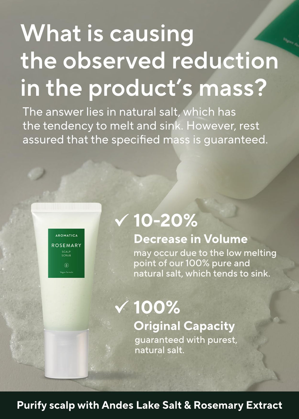 AROMATICA Hands applying scalp scrub demonstrates pre-shampoo exfoliation technique.