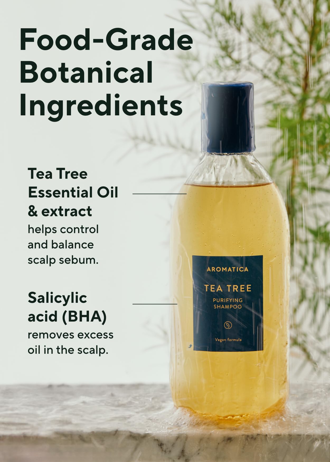 AROMATICA peppermint-cooling-effect close-up demonstrates refreshing relief during hair washing