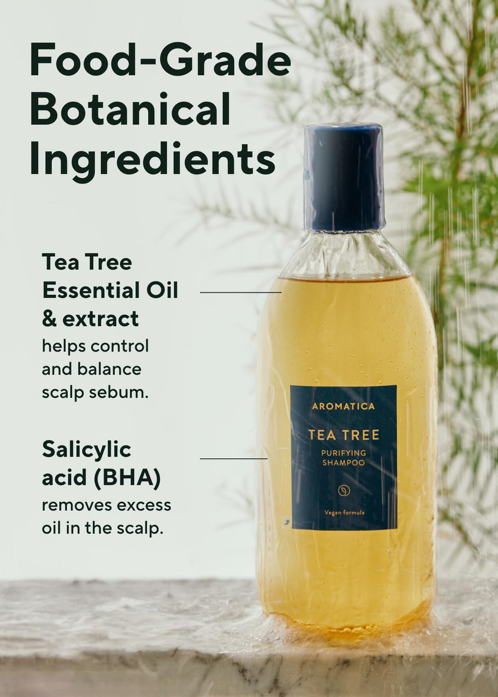 AROMATICA peppermint-cooling-effect close-up demonstrates refreshing relief during hair washing