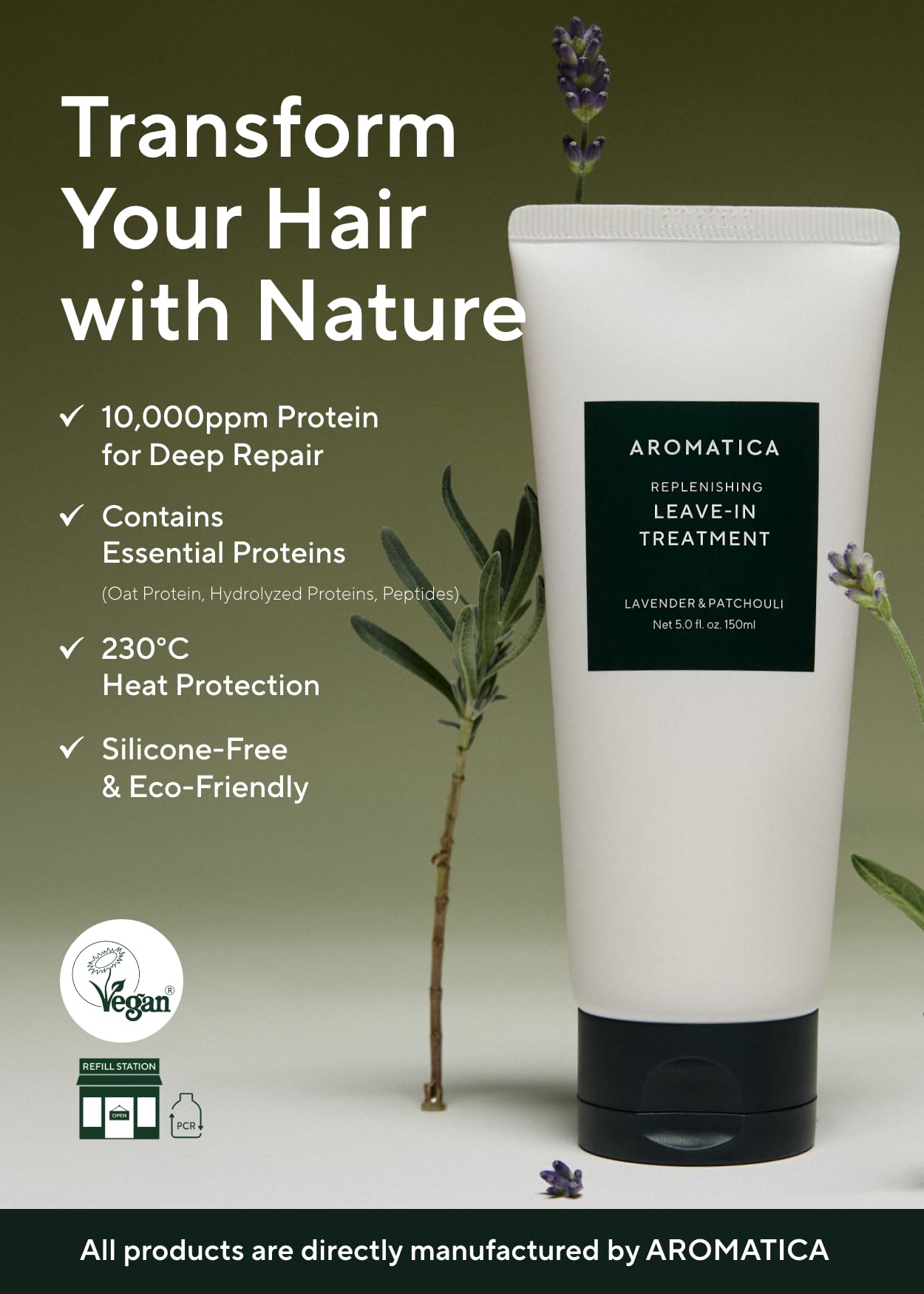 AROMATICA lavender-patchouli application demonstrates detangling benefits for frizzy curls