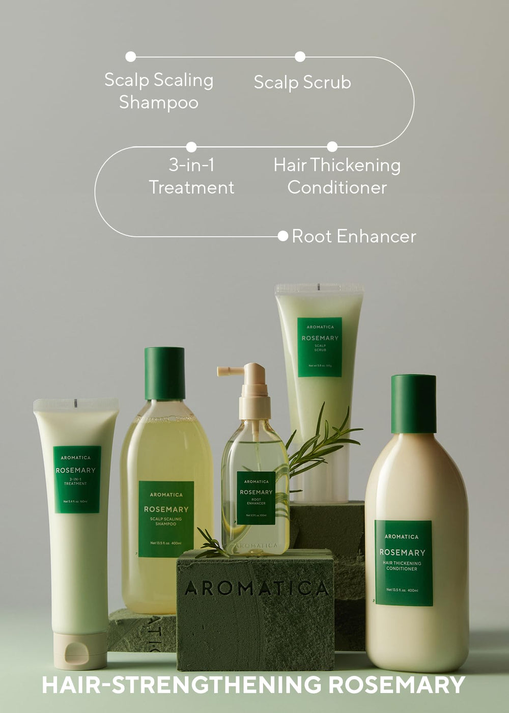AROMATICA rosemary on bathroom shelf for spa-like routine