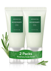 AROMATICA Rosemary Scalp Scrub 2-pack box—gift-ready for at-home detox and exfoliation.