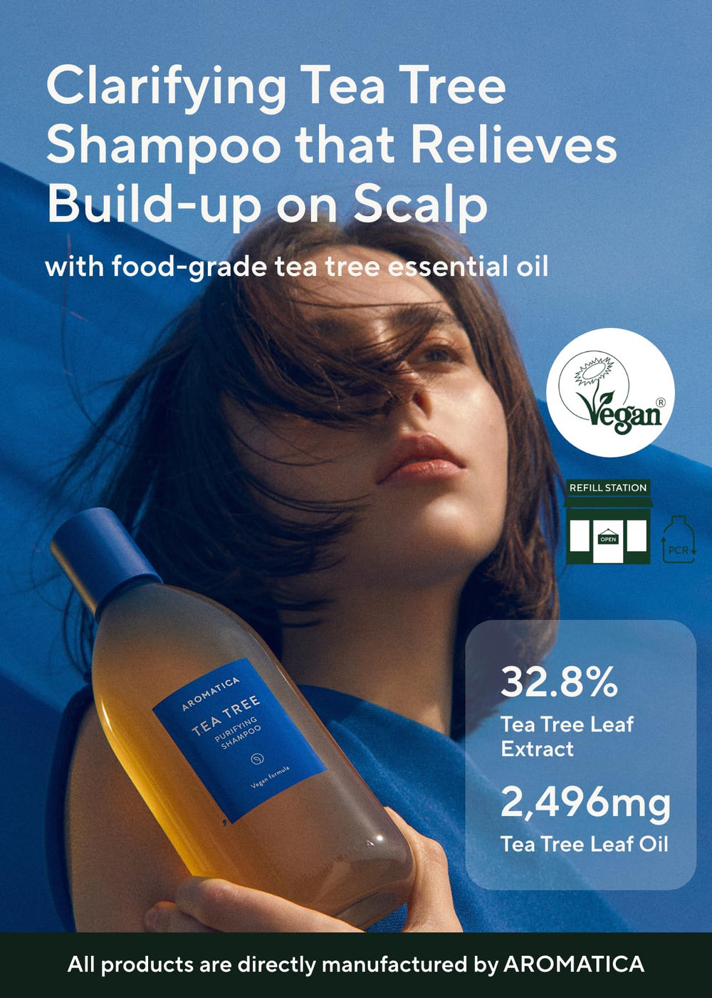 AROMATICA tea-tree-oil-ingredients close-up reveals natural botanicals for scalp balance