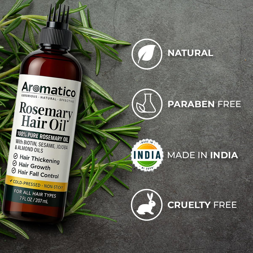 Aromatico rosemary oil packaging on shelf suggesting long-lasting supply.