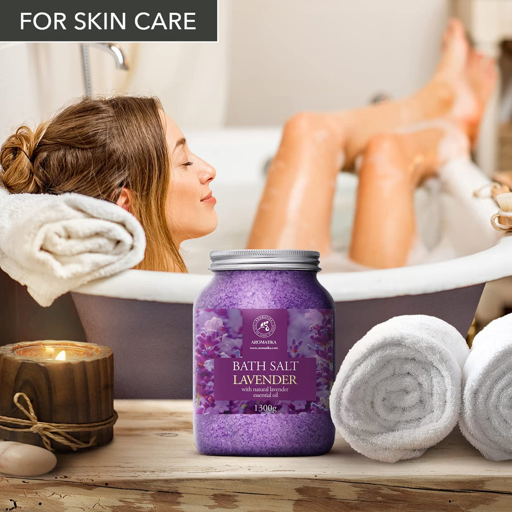 AROMATIKA sea salt lavender bath salts raw lavender oil scent featured.