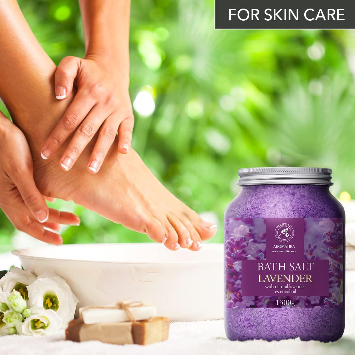 AROMATIKA sea salt lavender bath salts spa moment with gentle aroma.
