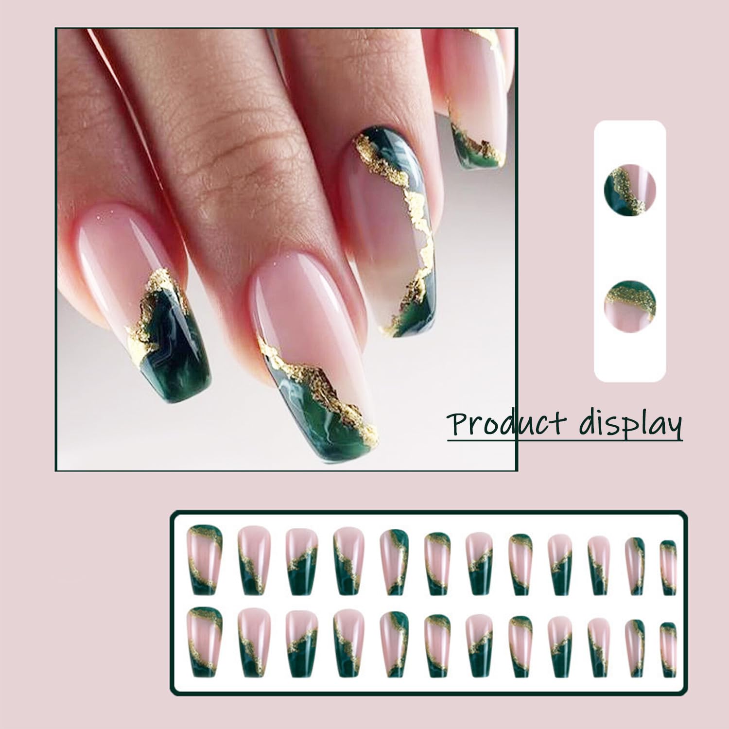 AROVFAM coffin shaped nails provide full-coverage natural-looking fingertips.