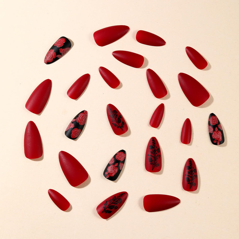 AROVFAM medium almond shaped nails offering comfortable, natural-length look.