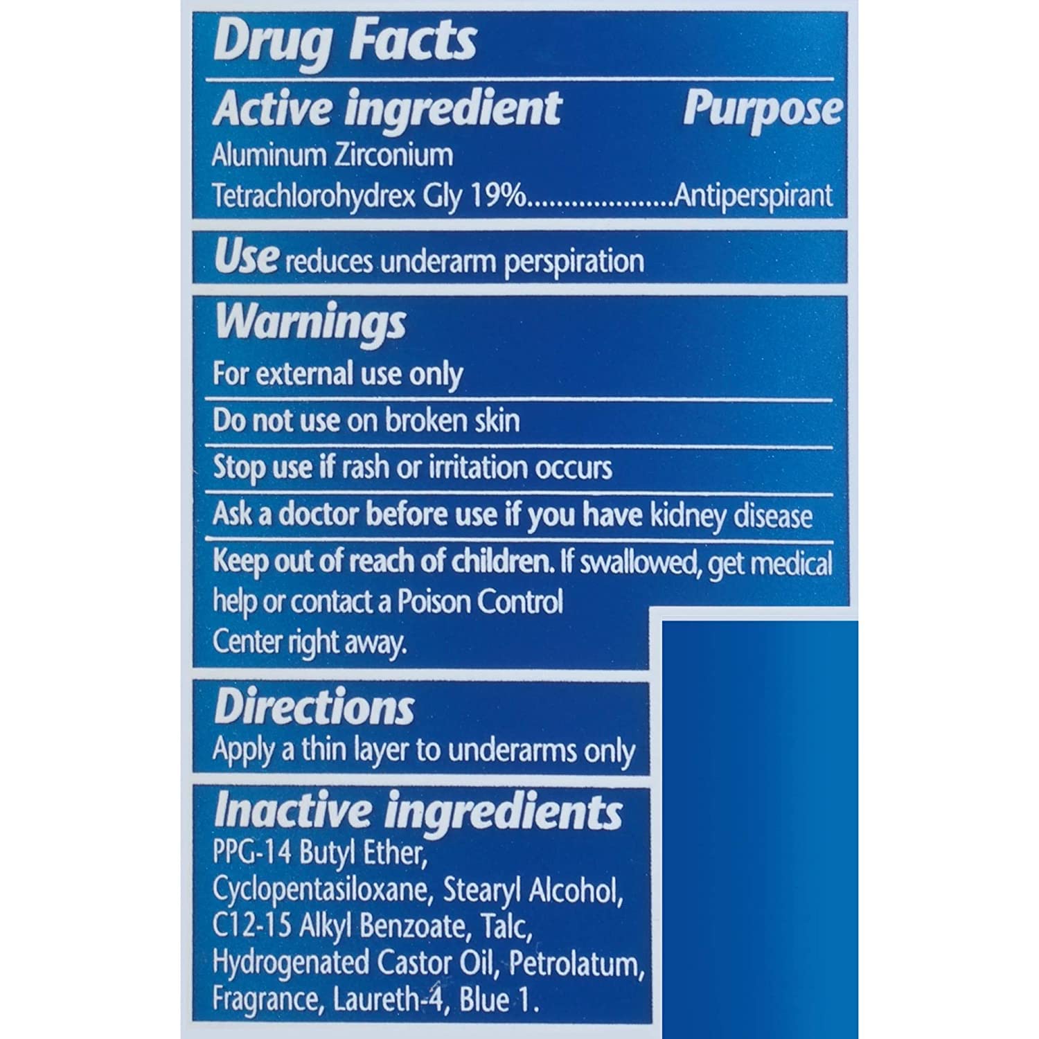 Arrid deodorant solid xx cool shower packaging in-store demonstrates convenient three-pack value.