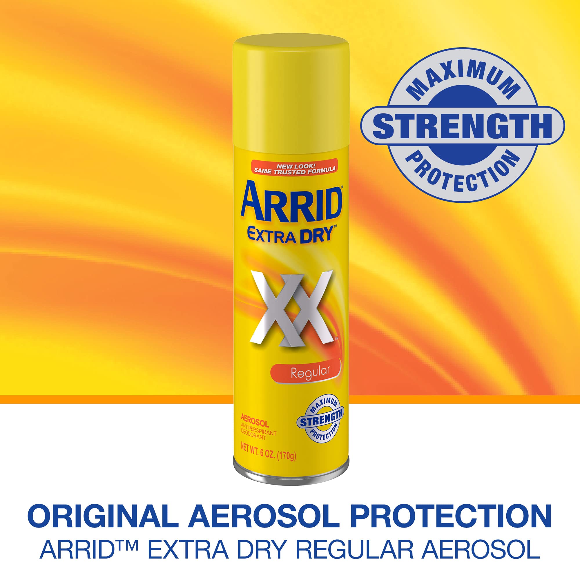 Arrid Extra Dry spray-use depiction demonstrates easy application and instant freshness.