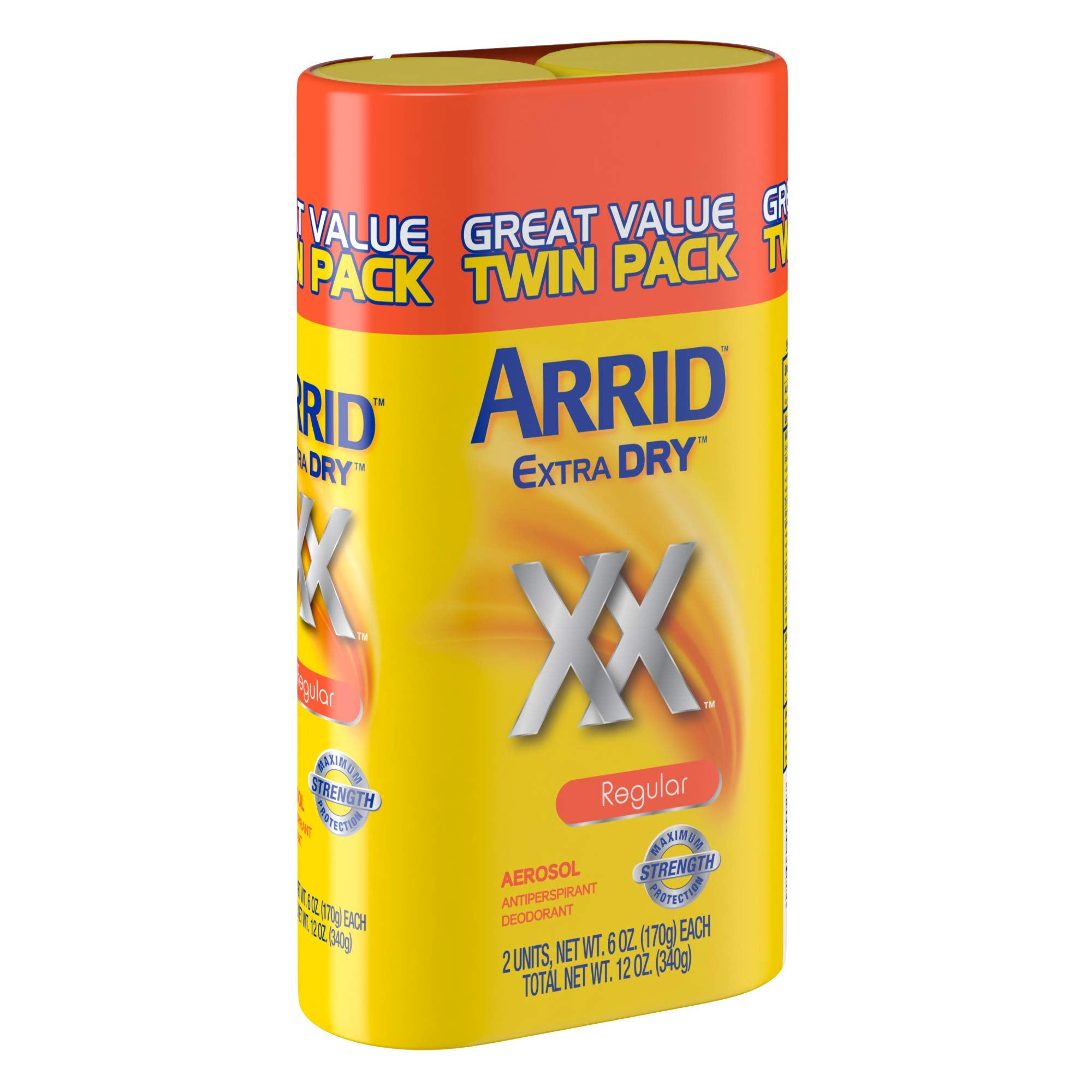 Arrid XX Extra Dry packaging varies to reflect storefront display and value.