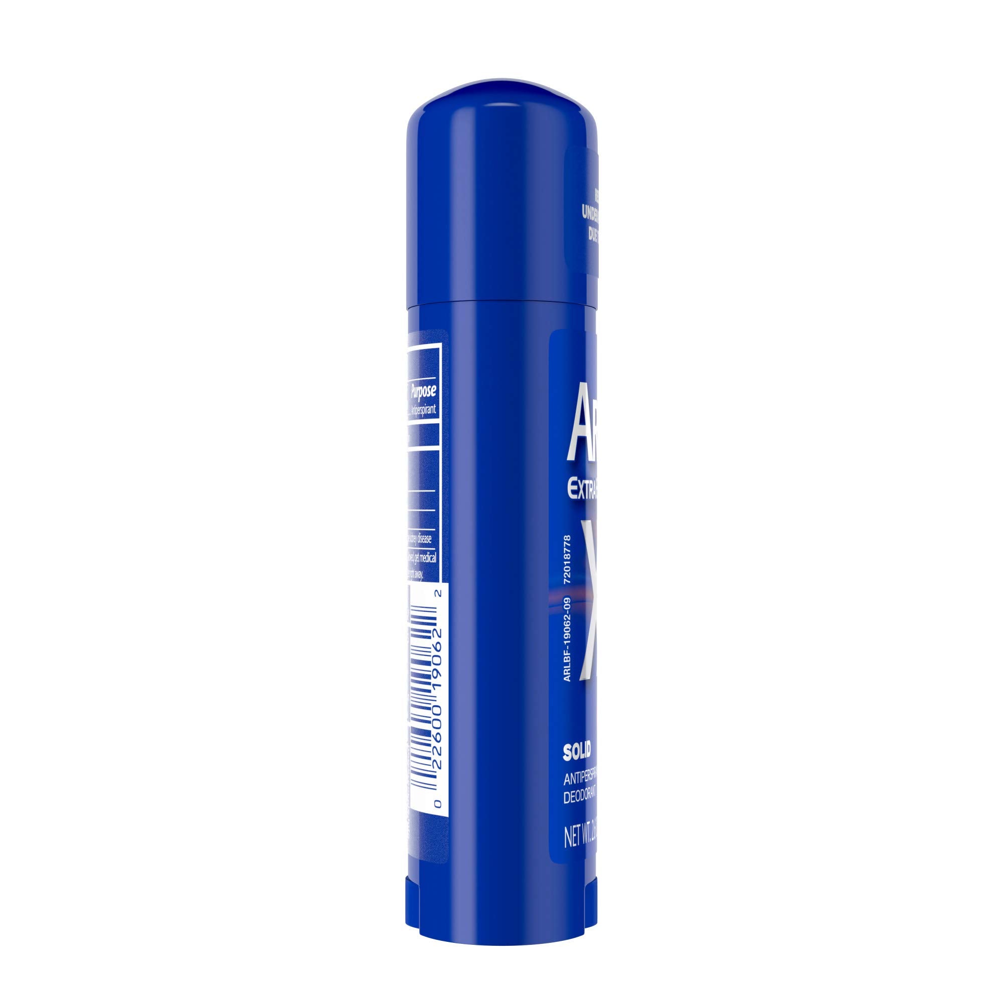 Arrid XX Extra Extra Dry label close-up with benefits.