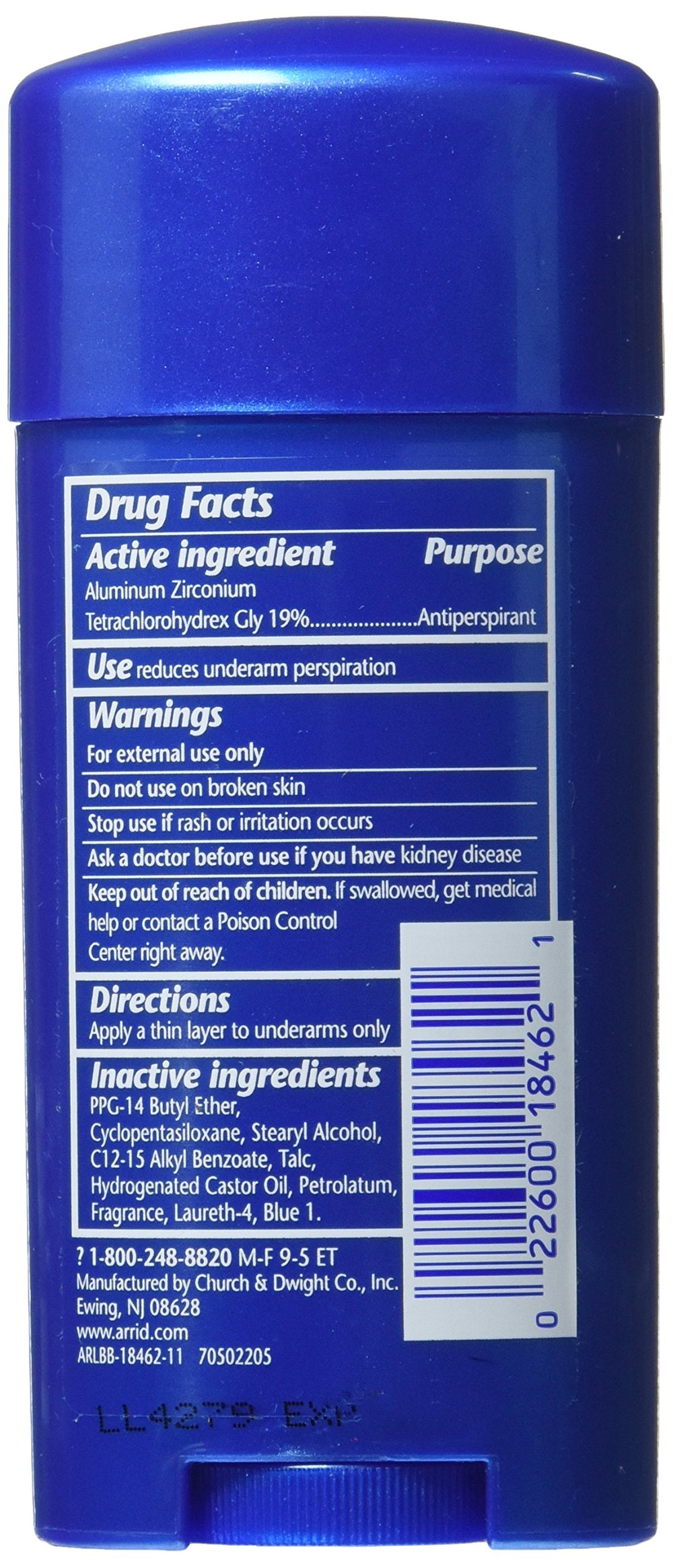 Arrid XX Solid Deodorant Ultra Fresh bottle close-up showing compact design for daily carry.